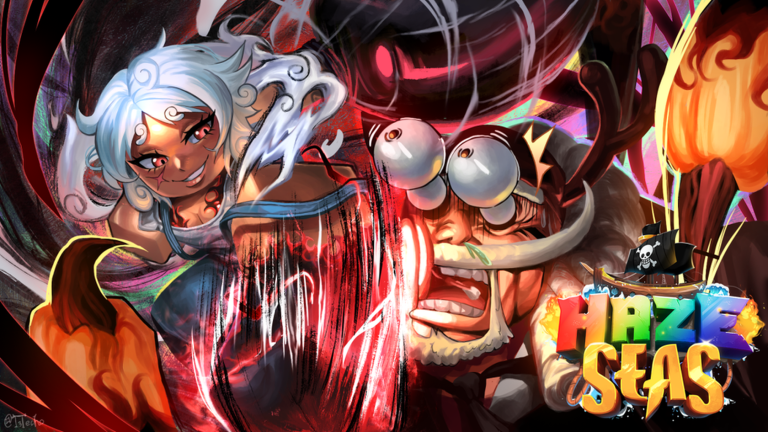 Official Roblox Haze Seas media thumbnail with sea adventure combat artwork